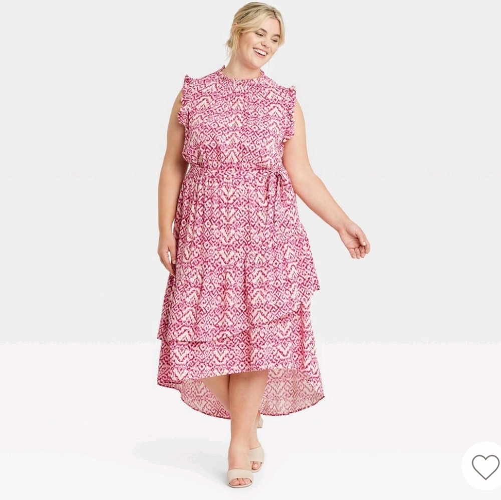 Who What Wear Dark/Lt Pink Batic-look Dress